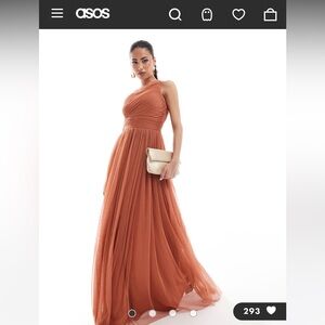 ASOS Lace and Beads Terracotta Rose One Shoulder Bridesmaid Maxi Dress